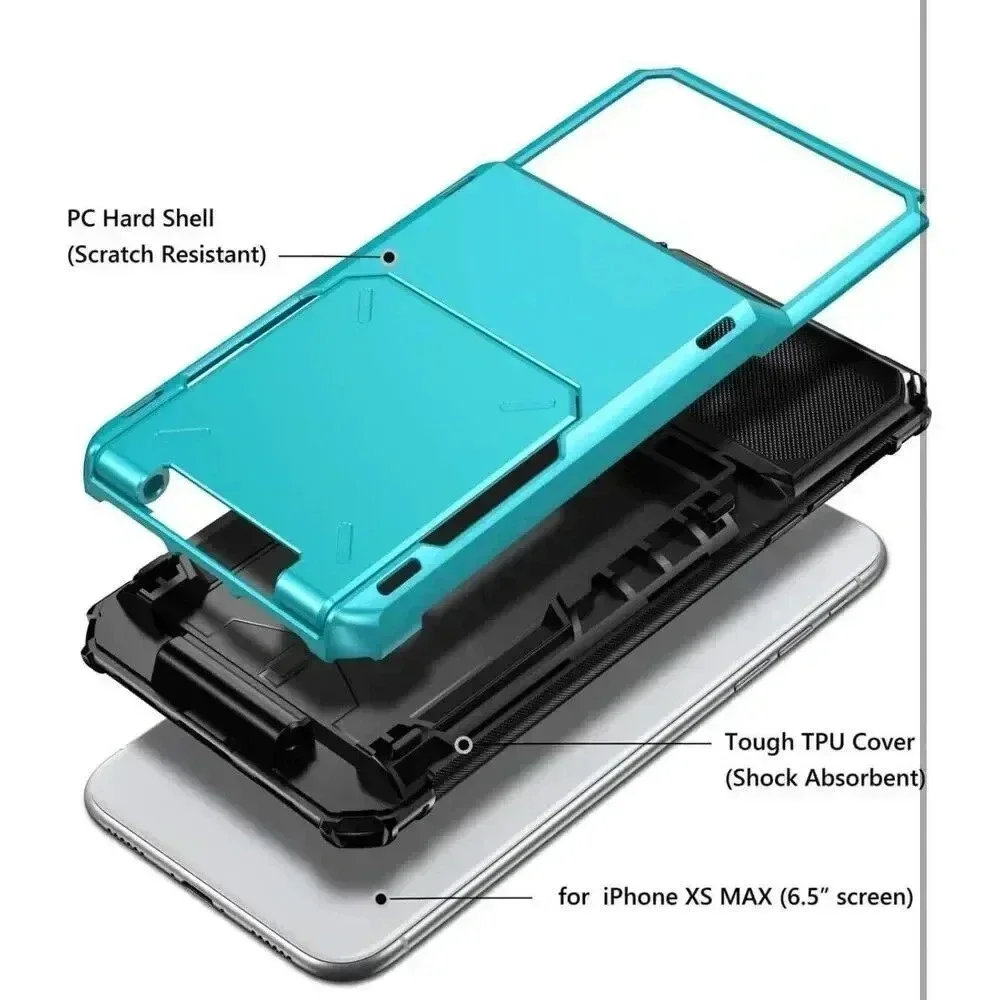 Vofolen‎ Case For iPhone XS Max Wallet ID Slot 4 Credit Card Holder Light Blue